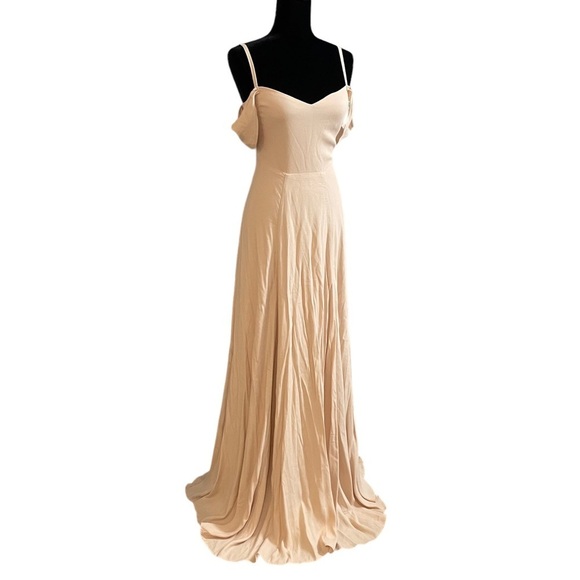 Reformation Poppy Maxi Dress Off Shoulder Gown. Champagne Nude Size 2 - Picture 11 of 16